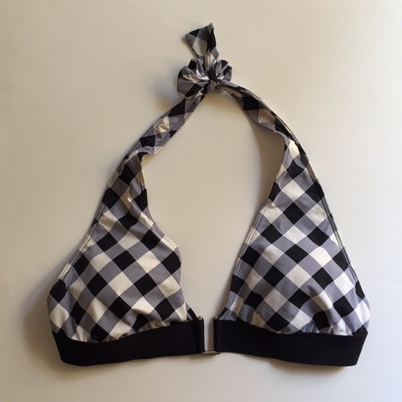 Black and White Plaid Bikini Top - Picture 2 of 4